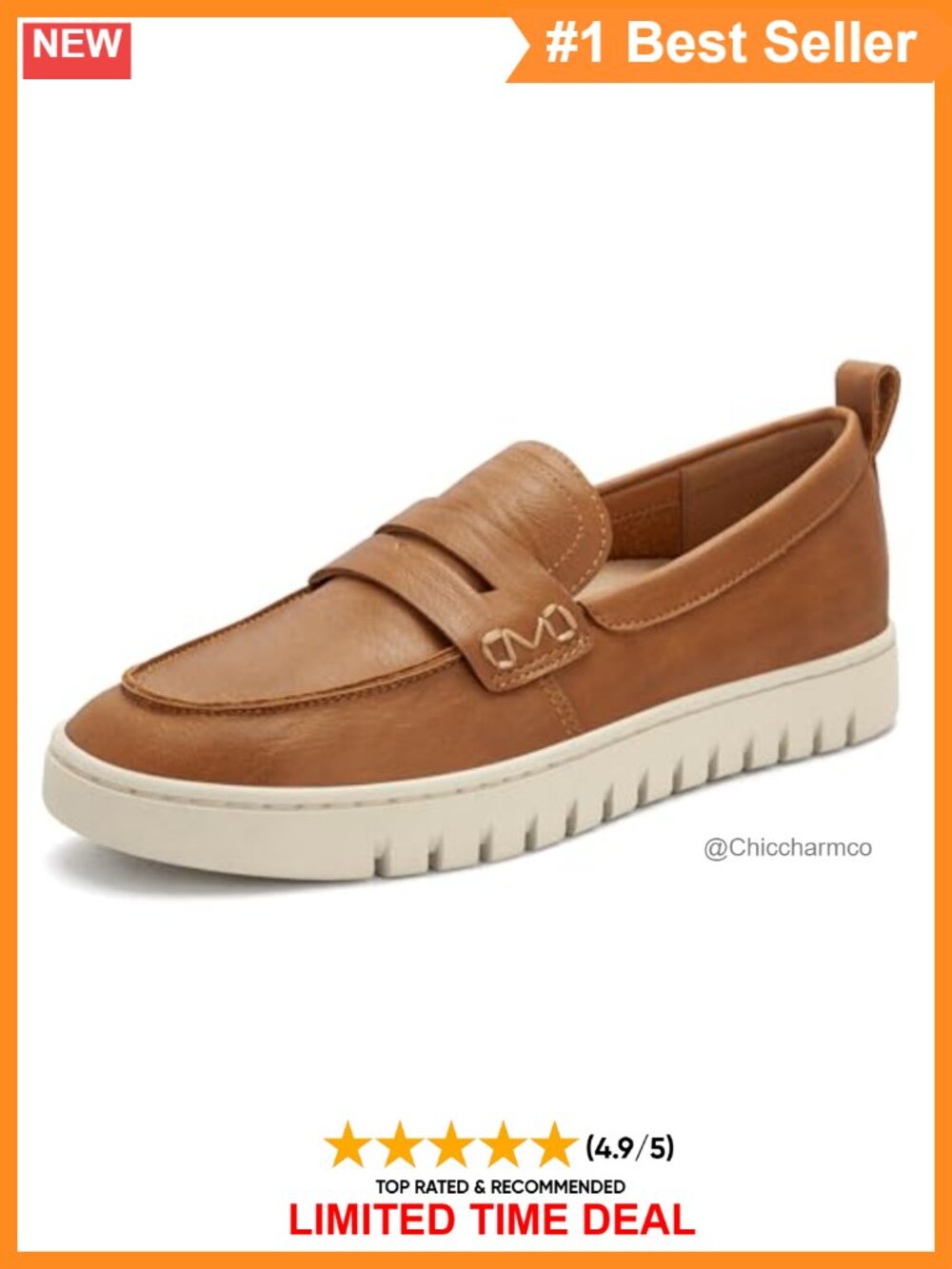 Faux Leather Slip-On Loafers Arch Support Casual Work Shoes